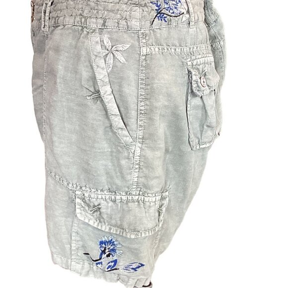 Sundance Kennebunk Linen-Cotton Embroidered Cargo Shorts Sz 10 Green #272D - Picture 9 of 16